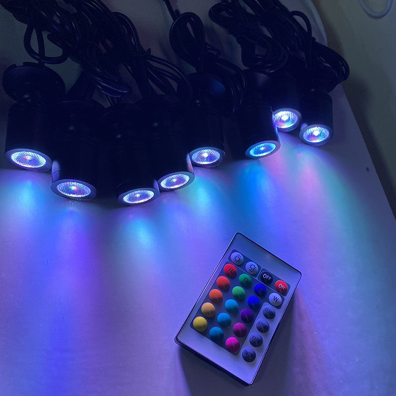 RGB Led Spotlight USB 5V Dimmable Colour Mini Ceiling Spot 1W 3W Showcase Pattern Showcase Light Room Decor 1 to 4 Remote Set