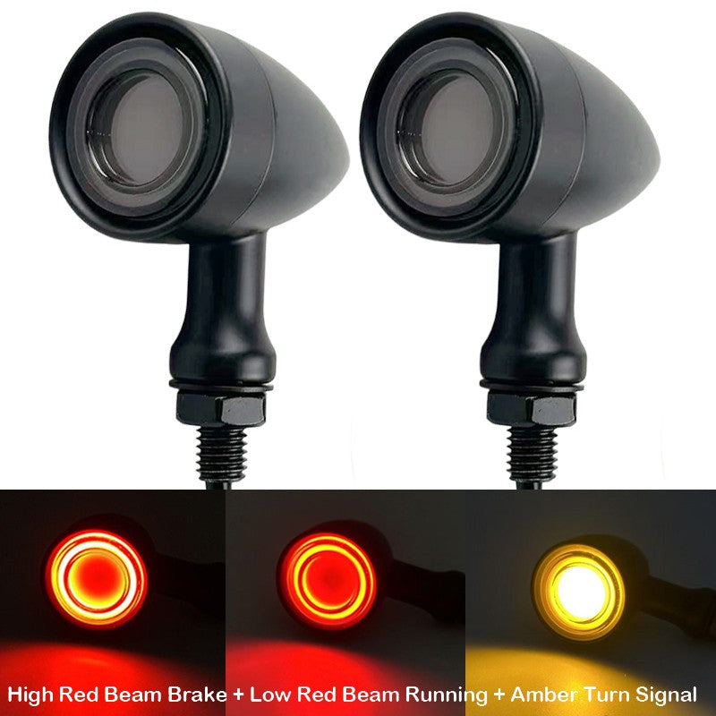 Front Rear LED Motorcycle Bullet Indicator Turn Signal Light 3 in 1 Running Brake Taillight Retro Integrated Light For Harley
