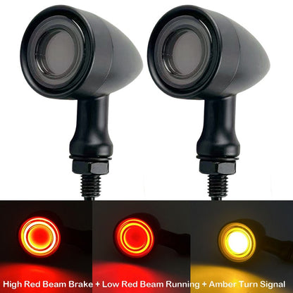 Front Rear LED Motorcycle Bullet Indicator Turn Signal Light 3 in 1 Running Brake Taillight Retro Integrated Light For Harley