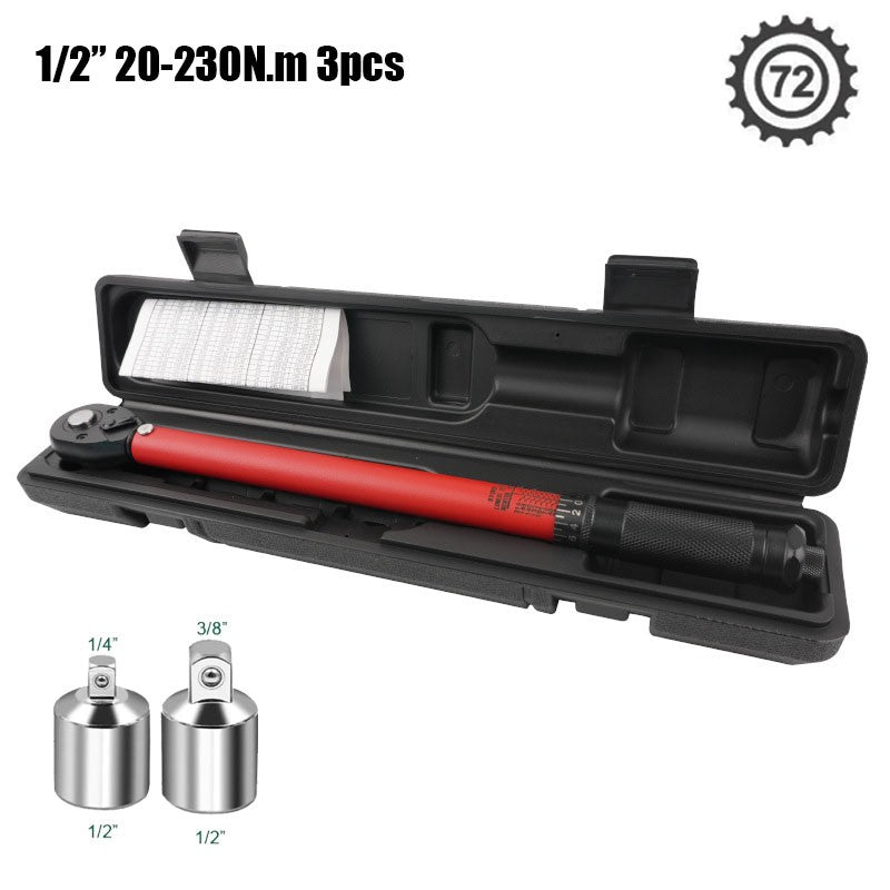 Chave Torquímetro 72T 1/2'' 3/8'' 1/4'' com Pré-ajuste para Bicicletas e Carros, Chave Catraca de Duas Vias, Ferramentas Manuais Automotivas