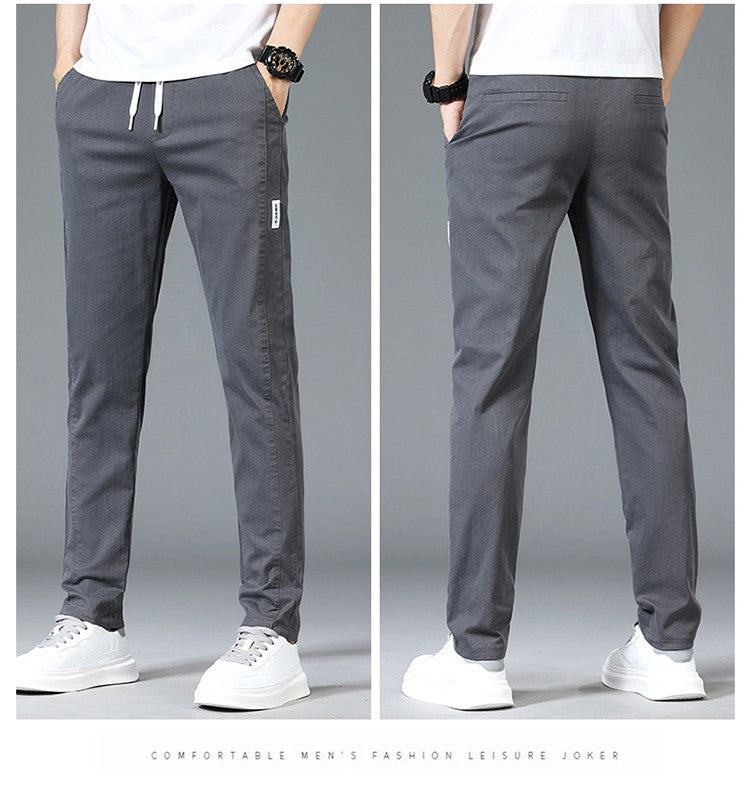 6 Colour Summer Men's Classic  Cotton Solid Color Fashion Business Casual Pants Elastic Waist Korean Fashion Men Clothing 28-38