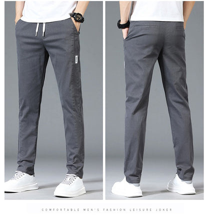 6 Colour Summer Men's Classic  Cotton Solid Color Fashion Business Casual Pants Elastic Waist Korean Fashion Men Clothing 28-38