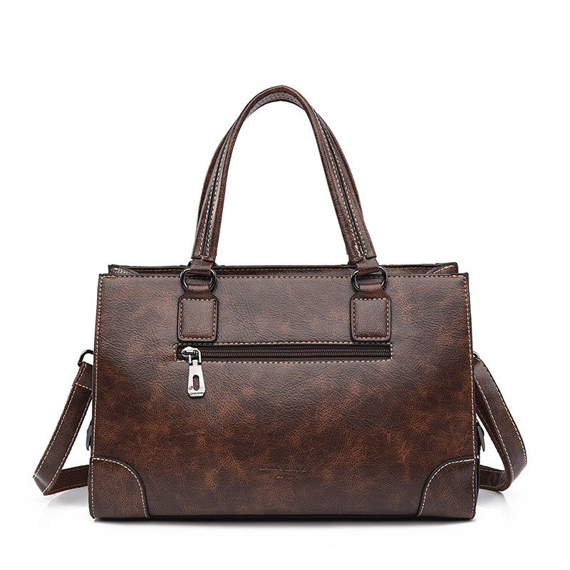 retro style women's handbag simple PU versatile shoulder bag for women large-capacity tote bag lady commuting crossbody bag