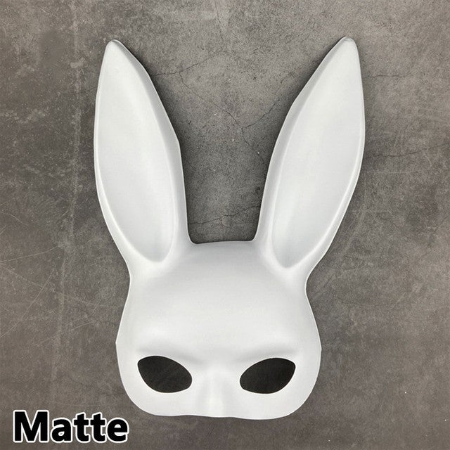 Half Face Rabbit Mask Black White Halloween Mask Christmas Bar Masquerade Party Rabbit Ears Masks Sexy Cosplay Props