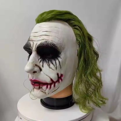 2025 The Dark Knight Joker Cosplay Mask Green Hair Halloween Party Unisex Adult One Size Latex Mask Clown Bat Knight