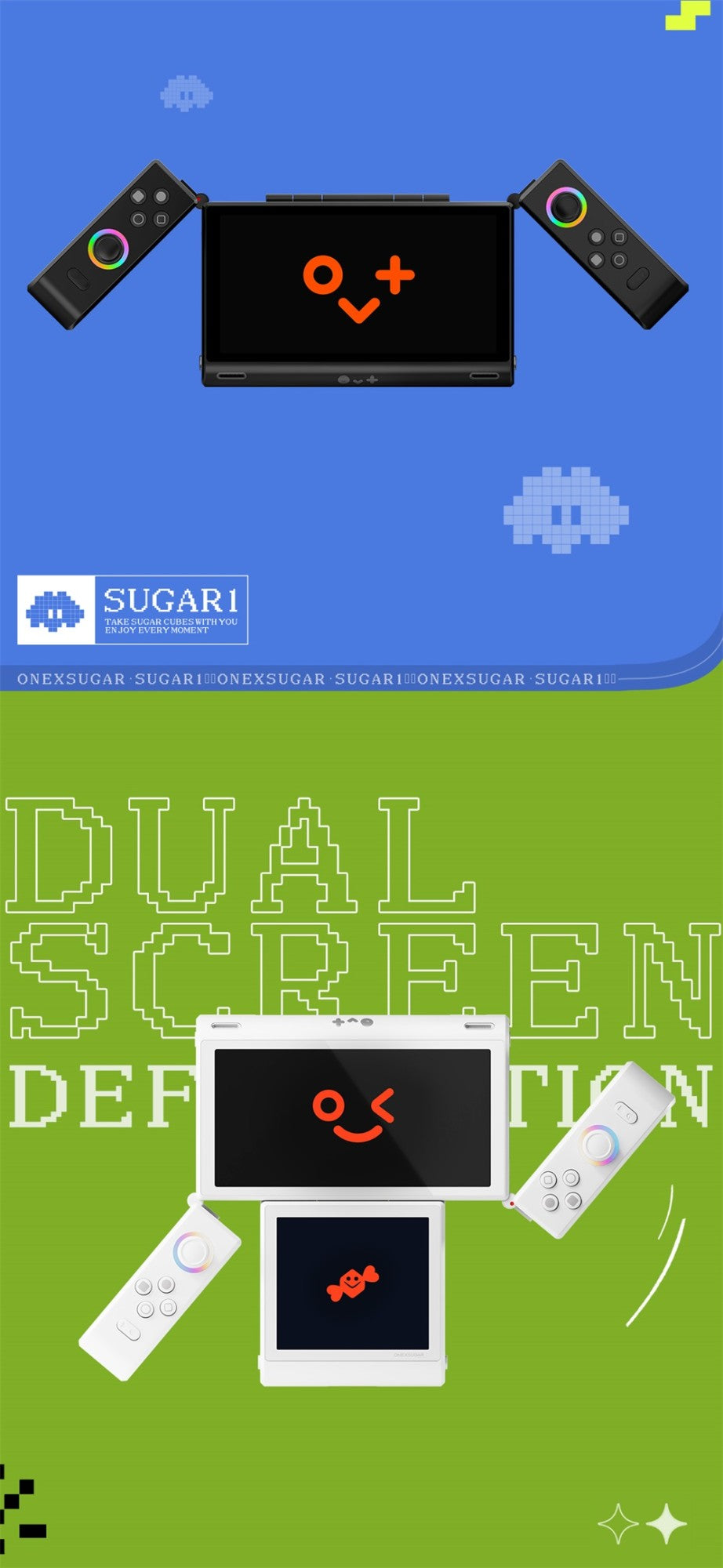 OneXugar SUGAR 1 Foldable Dual OLED Handheld Game Console Android 14 Snapdragon G3 Gen3 16GB 512GB Portable Gaming Handheld