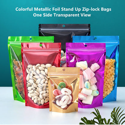 100pcs One Side Clear Laser Shiny Aluminum Foil Zip Lock Bags  Reflective Holographic Self-sealing Pouch for Fashion Accessories