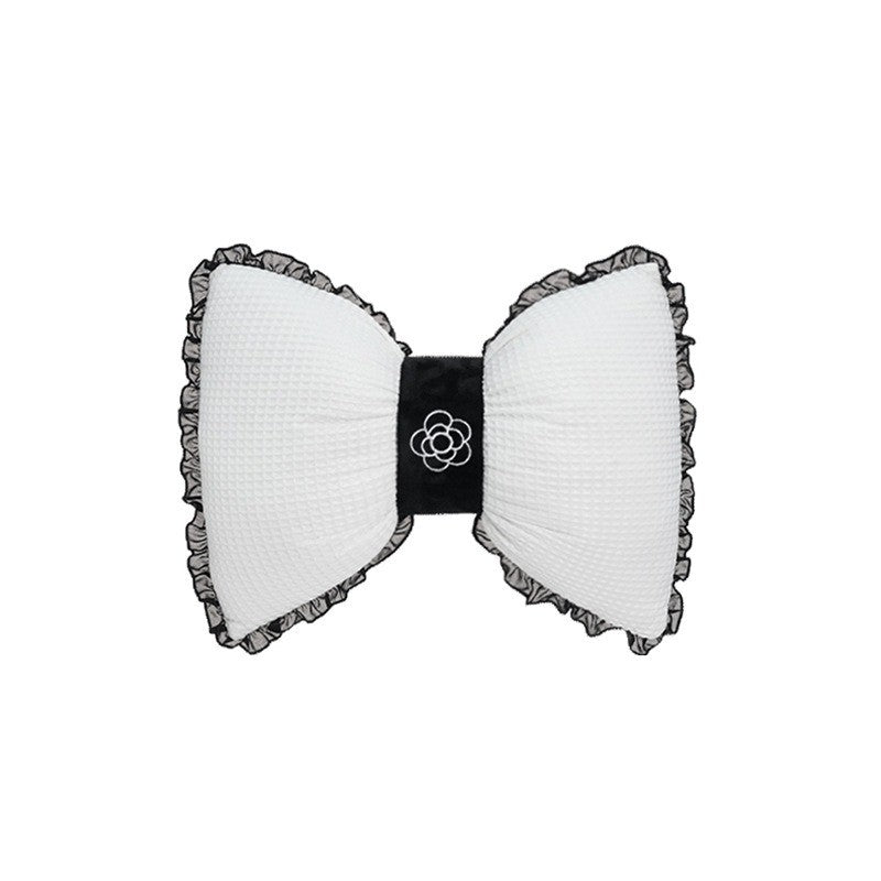 1pc Bowknot Pillow Lace Trim Lumbar Support Breathable Comfortable Waist Support Throw Pillow Girly Living Room Non-woven Fabric