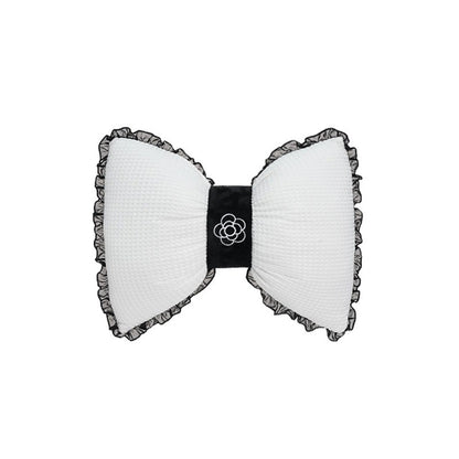 1pc Bowknot Pillow Lace Trim Lumbar Support Breathable Comfortable Waist Support Throw Pillow Girly Living Room Non-woven Fabric