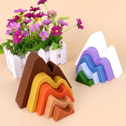 New Children Montessori Arch Bridge Mountains Tunnel Blocks Silicone Toys Baby early Education Colourful Cognitive Blocks Toys