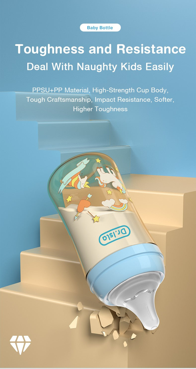 MAMIJOY 160/240ML PPSU Baby Bottle Double Handle Infant Drop-proof Baby Wide-caliber Milk Bottle Newborn Feeding Bottle BPA Free