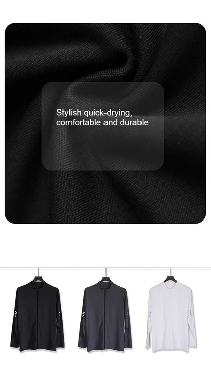 Men's American Long - sleeve Fitness Outerwear for Cycling, Running, Training – Quick - dry, Slim - fit, Elastic