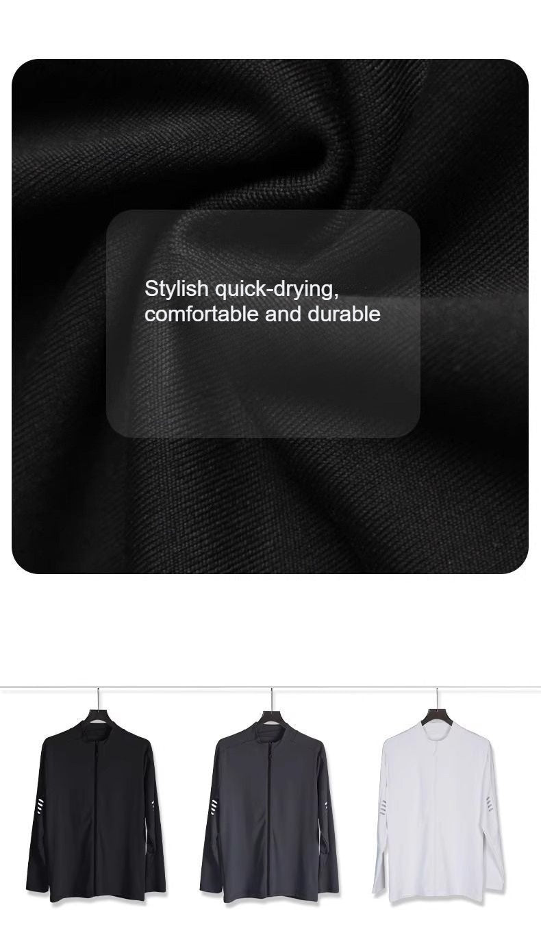 Men's American Long - sleeve Fitness Outerwear for Cycling, Running, Training – Quick - dry, Slim - fit, Elastic