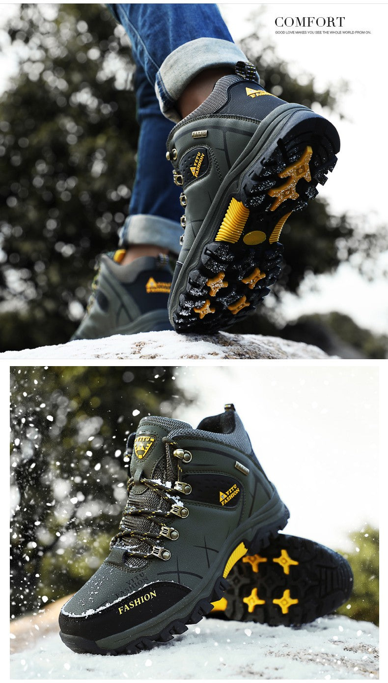 Botas de Neve Masculinas de Inverno Impermeáveis de Couro Tênis Super Quentes Botas Masculinas Botas de Caminhada ao Ar Livre Sapatos de Trabalho Tamanho 39-47