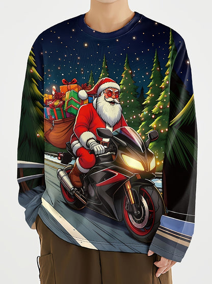 Children's Clothing Boys Tshirt Long Sleeve Santa Claus Print Children Spring Fall Clothes Stylish Christmas Party Girl Clothes