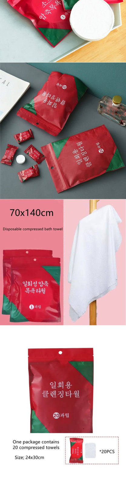 Travel Disposable Compression Towel Large Cleansing Bath Towel Makeup Remover Portable Hotel Candy Pack Non-woven Face Towel