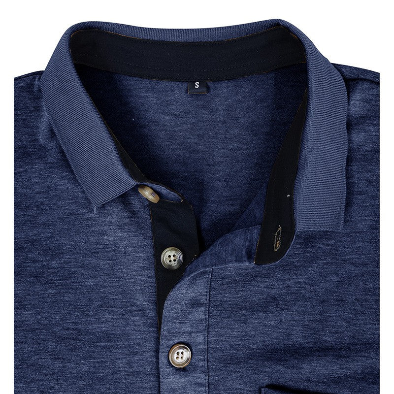 Spring Trend Men's Long Sleeve Casual Tshirt Solid Lapel Button Up Pullover Tops Autumn Turn Down Collar Bottoming Polo Shirt