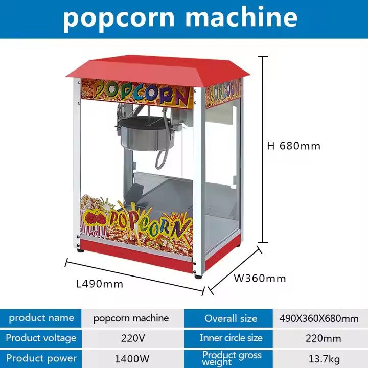 Máquina de Pipoca Comercial Máquina de Venda Automática de Pipoca Elétrica Máquina de Fazer Pipoca Estilo Cinema Automática