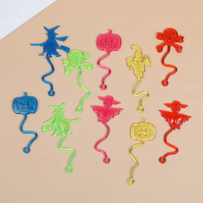 12/30PCS Halloween Stretchy Sticky Toy Kids Treat Or Trick Gift Pumpkin Ghost Witch Fun Toys Birthday Party Favors Goodie Filler