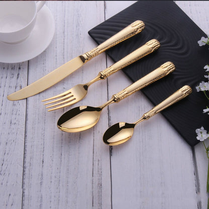 Elnoora Luxury Talheres 18/10 Aço Inoxidável Dourado Conjunto de Talheres Espelho Brilhante Conjunto de Louças Talheres Frete Grátis