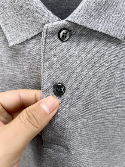 Durable 100% Cotton Men Polo Shirt,Autumn Leisure Long Sleeve, Breathable Lapels T-shirt, 16 Colors, Perfect for Golf and Sports