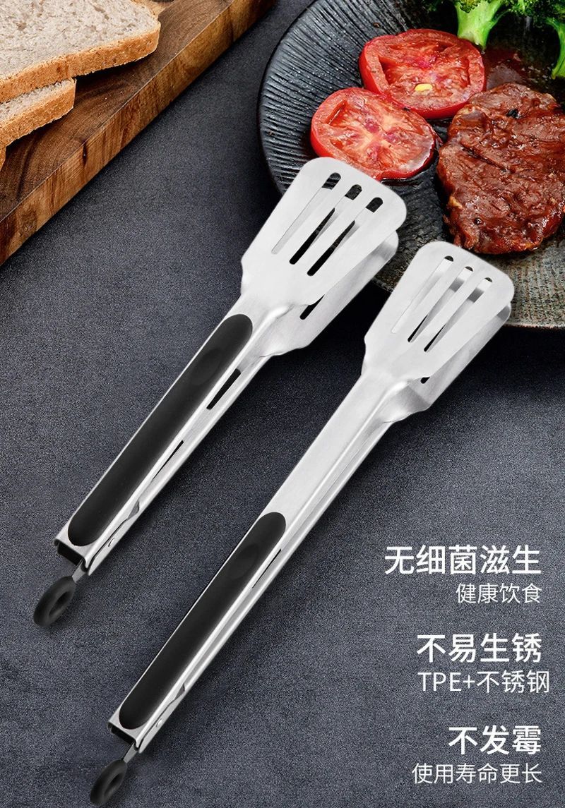BBQ Grill Tongs Salad Steak Spaghetti Candy Charcoal Meat Stainless Steel Camping Barbecue Kitchen Frying Food Clips Clamp