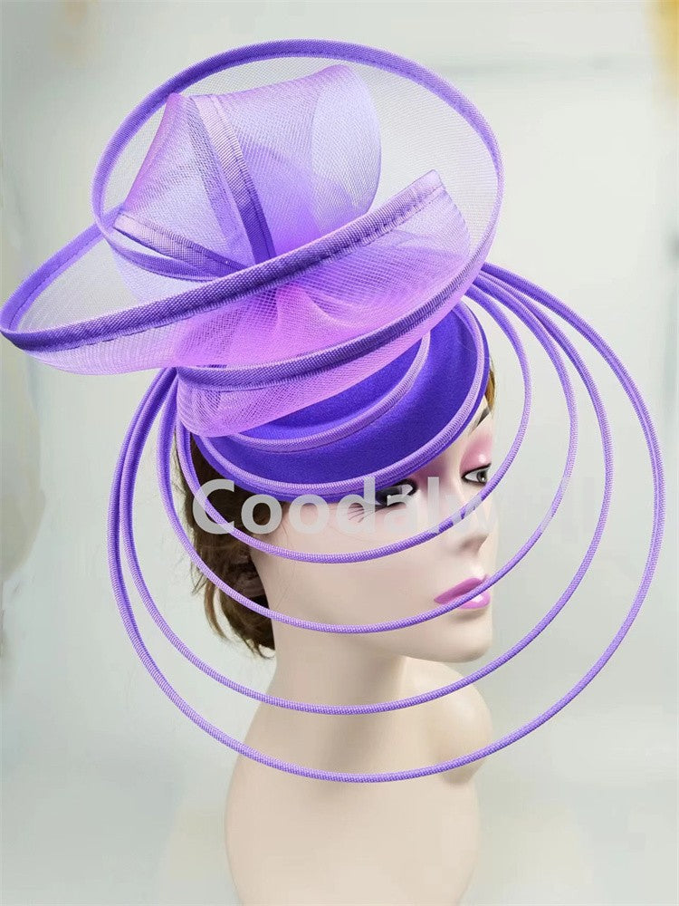 Chapéu Fascinator de Igreja Véu de Casamento de Malha Feminino para Festa Banquete Chapéu Boné Faixa de Cabelo Feminina Festa Chá Royal Ascot Chapéus Pillbox