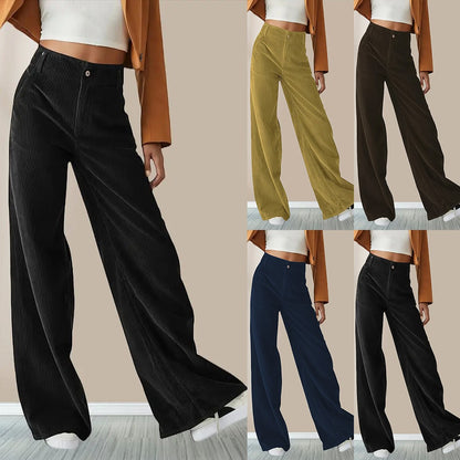High Waisted Slimming Casual Straight Leg Solid Color Pants For Women Comfortable Straight Tube Trousers Autumn Ladies Commute
