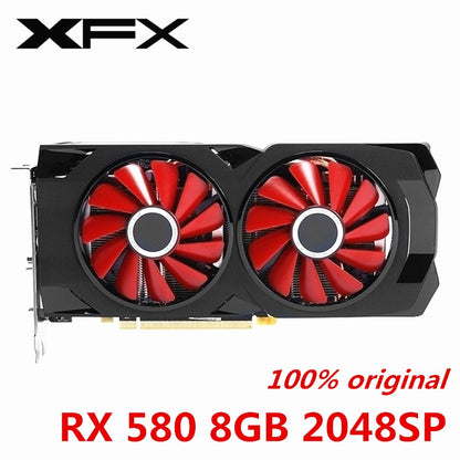 Placas de Vídeo XFX RX580 8GB AMD Radeon RX580 8GB 2304SP Placas de Tela GPU Computador de Mesa HDMI Placa de Vídeo para Mineração Usada
