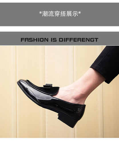 Yuppie Social Leather Shoes Men Classic Wedding Men's Dress Shoes Bow Formal Shoes For Men Slip On Loafers Man