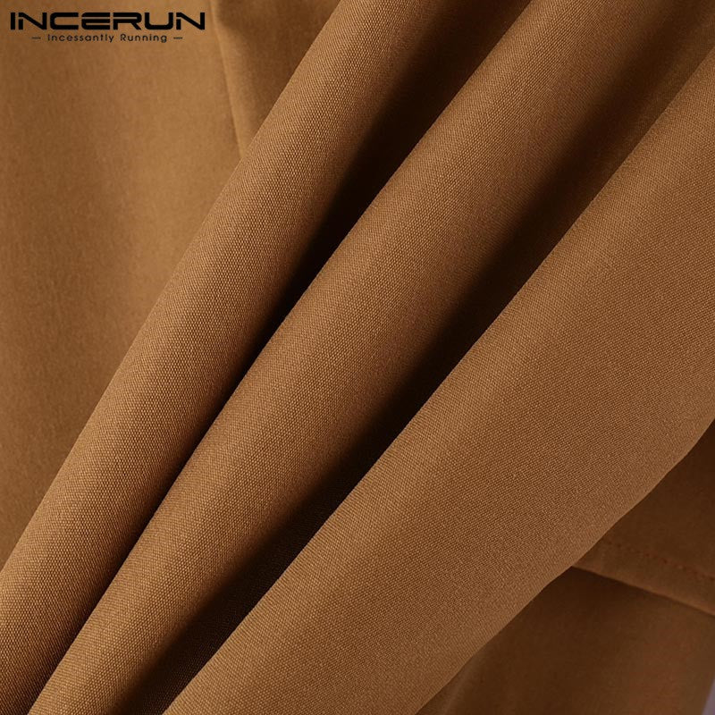 Fashion Well Fitting Tops INCERUN New Men Deconstruct Metal Buckle Suit Coat Casual Streetwear Cropped Long Sleeved Blazers 2025