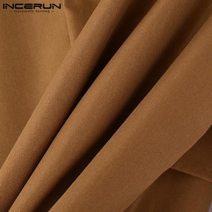 Fashion Well Fitting Tops INCERUN New Men Deconstruct Metal Buckle Suit Coat Casual Streetwear Cropped Long Sleeved Blazers 2025