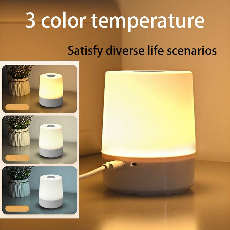 Touch Night Lamp USB LED Lamp Touch Control Switch Rechargeable Three Colors Lights Bedroom Portable Table Bedside Night Lamp