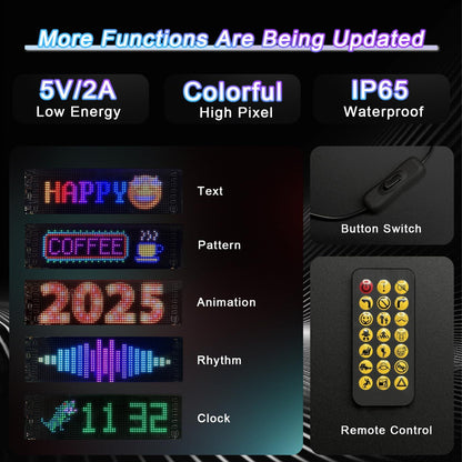 Motorcycle Screen Devil's Eye AI Voice Control LED Display USB Pixel Panel Lights APP Programmable Flexible RGB Matrix Screen