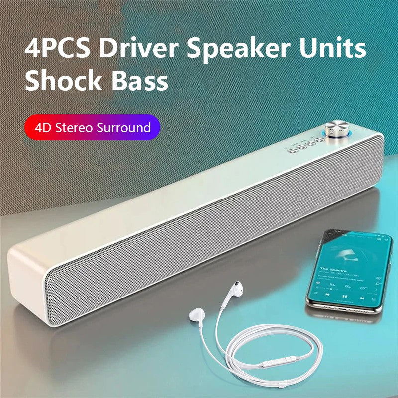 Original Subwoofer Bluetooth Soundbar TV Áudio Echo Wall Alto-falante de computador Home Theater Música Alto-falante Bluetooth sem fio Presente