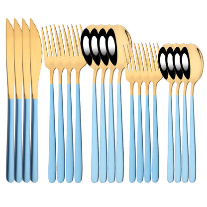 20Pcs Pink Silver Dinnerware Set Knife Dessert Fork Spoon Flatware Cutlery Set 304 Stainless Steel Silverware Tableware Kitchen