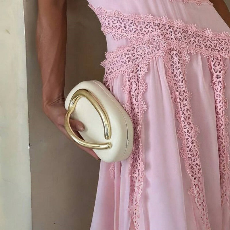 Brand Z Clutch Bag Metal Handle Design Luxury Evening Lipstick Bag Round Box Chain Bag Elegant Woman Shoulder Messenger Bags