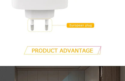 LED Night Light With Motion Sensor Light EU US Plug Socket Lamps Children Night Lights Wireless Wall Bedside Bedroom Night Lamp