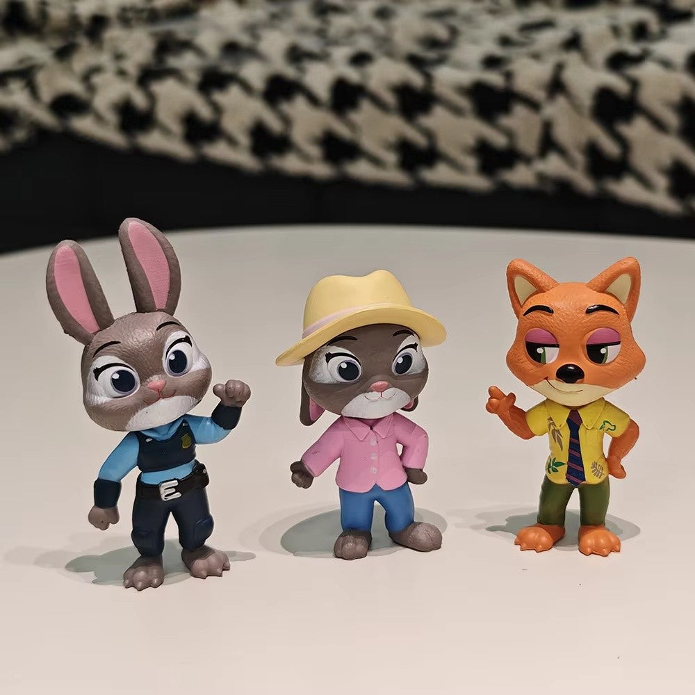 6pc/Set Zootopia Action Figure Judy Nick Disney Cartoon Cute Model Toy Kawaii Collection Doll Desktop Ornament Decoration Gift