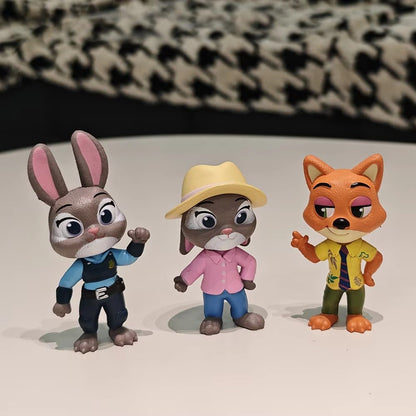 6pc/Set Zootopia Action Figure Judy Nick Disney Cartoon Cute Model Toy Kawaii Collection Doll Desktop Ornament Decoration Gift