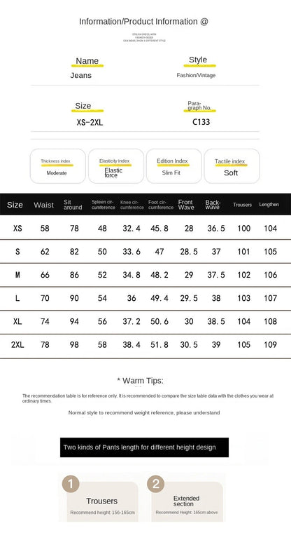 Casual Womens Jeans Autumn Winter High Waist Wide Leg Loose Trousers Vintage Heavyweight Lazy Drape Straight Long Pants