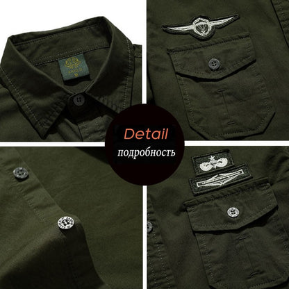 Spring Autumn New Men Long Sleeve Cargo Polo Shirt Casual Fashion Cotton Shirt Male Tactic Military Embroidery Tops