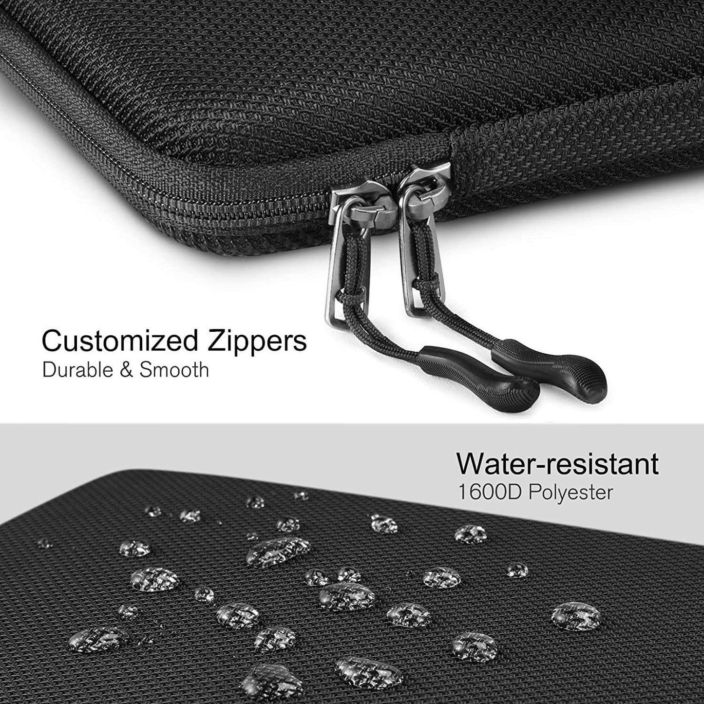 13 14 15.6 inch Laptop Sleeve Bag Shockproof Computer Bag Waterproof EVA Protective Carrying Case Black with Straps
