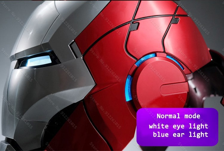 Capacete Homem de Ferro Mk5 Elétrico com Controle de Voz Máscara Vestível 1:1 Abertura e Fechamento Automático Modelo Colecionável Presente para Adultos