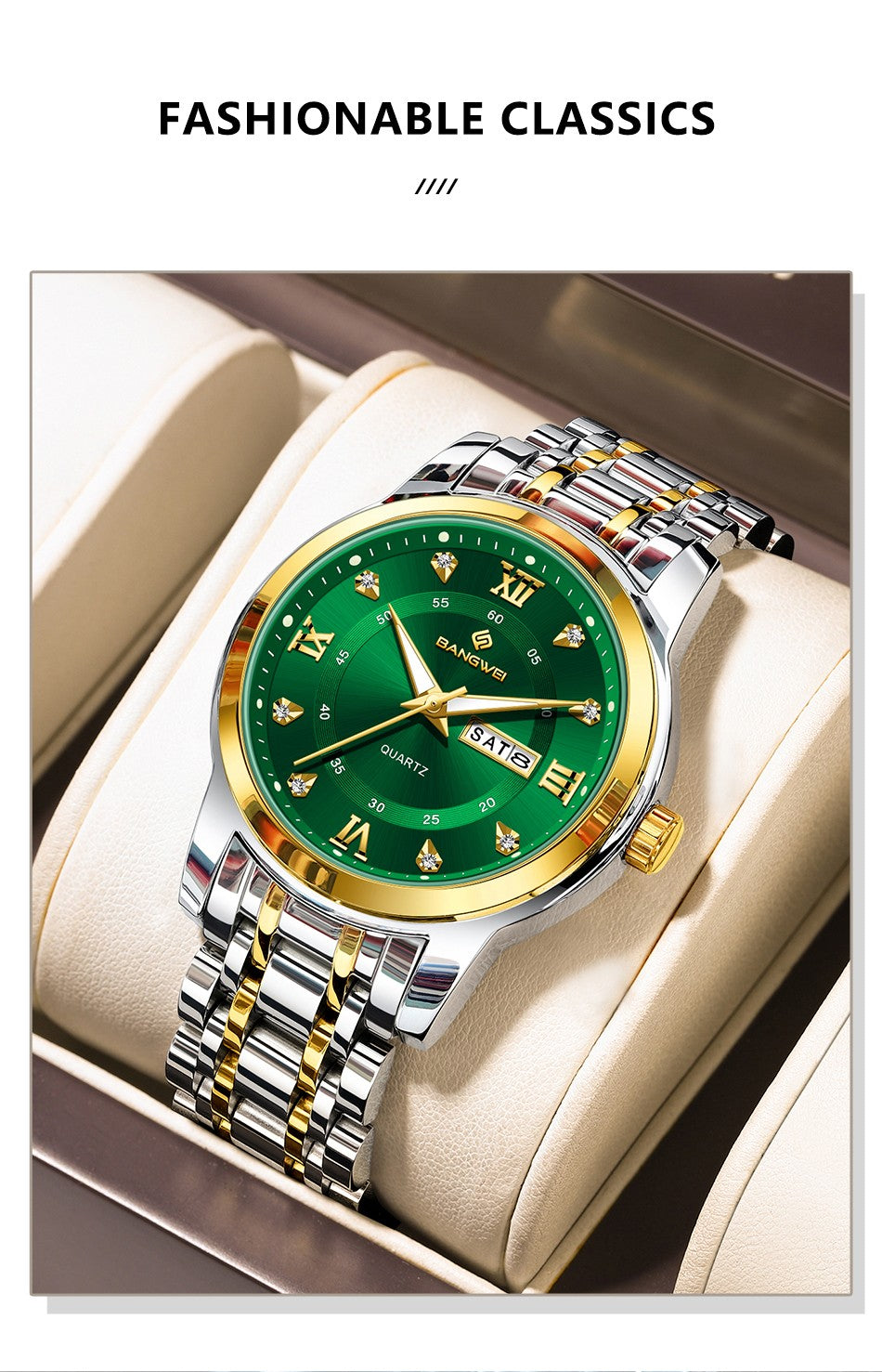 LIGE Brand BANGWEI Quartz Man Watch Fashion Stainless Steel Band Business Luxury Diamond Waterproof Calendar Watches for Men+Box