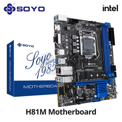 Placa-mãe SOYO H81M Gaming Dual Channel DDR3 M.2 NVME PCIEx16 HDMI VGA Interface LGA 1150 Suporta CPU Intel Core de 4ª Geração