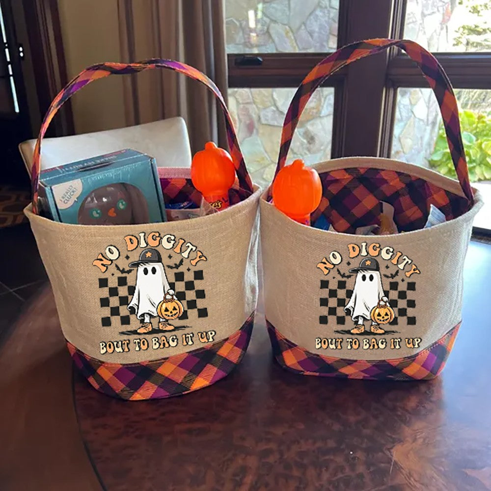 1Pcs Halloween Trick or Treat Bucket Spooky Season Treat Basket Fall Festival Funny Accessory Kid's Gift Cute Ghost Pumpkin Bat