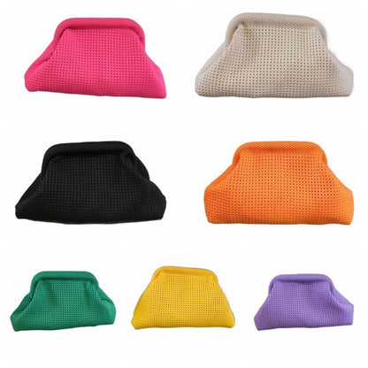 Cosmetic Bag Polyester Summer Beach Clutch Bag Soft Breathable Hollow Out Pouch Elastic Large Capacity Purse Girls