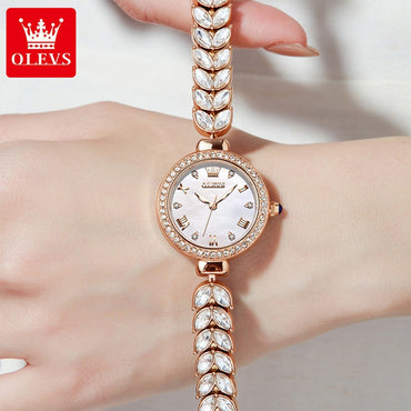 OLEVS 9971 Women Watch Luxury Brand Quartz Watch Fashion Unique Design Diamond Mermaid Bracelet Dress Watch Women Elegant Watch