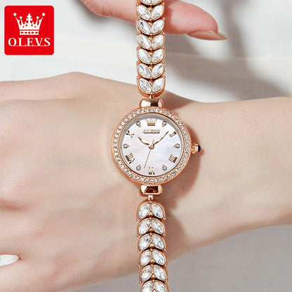 OLEVS 9971 Women Watch Luxury Brand Quartz Watch Fashion Unique Design Diamond Mermaid Bracelet Dress Watch Women Elegant Watch